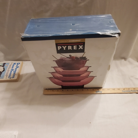 Vintage 1992 Crown Corning Cranberry Pyrex 4 Piece Mixing Bowl Set - Picture 8 of 9